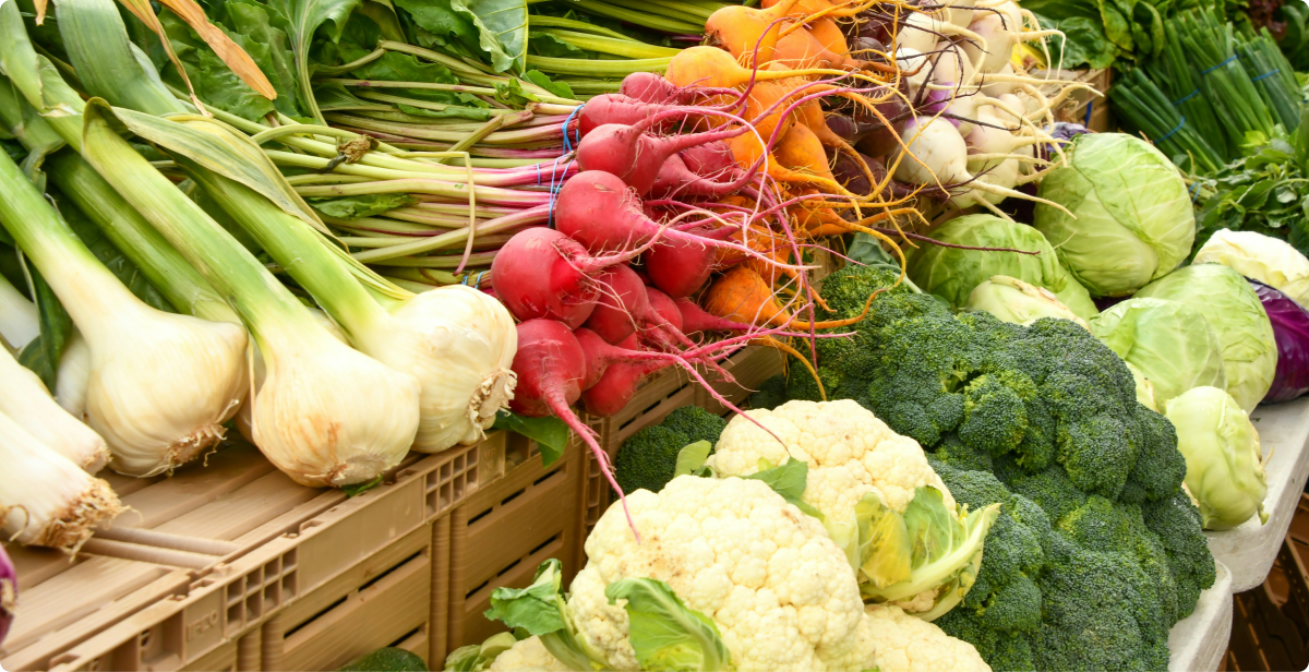 Vegetables laid out on a table