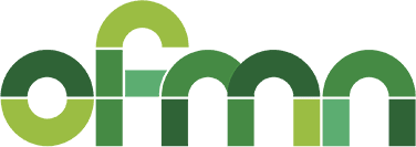 Logo with stylized lowercase letters "ofmn" in varying shades of green, composed of rounded segments and geometric shapes.